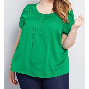 ModCloth Lucky Pintucks Short Sleeve Blouse 2x EUC